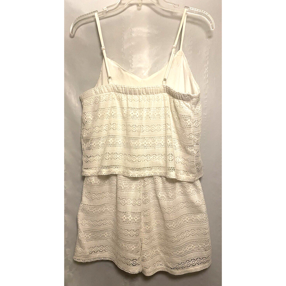 REWIND Women's Off White Lace Romper SZ Medium Summer Beach Festival Spaghetti